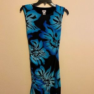 CACHE dress blue Hawaiian floral print